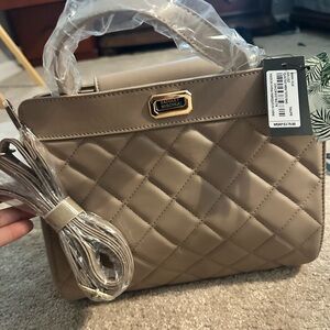 Badgley Mischka Tan Quilted Handbag